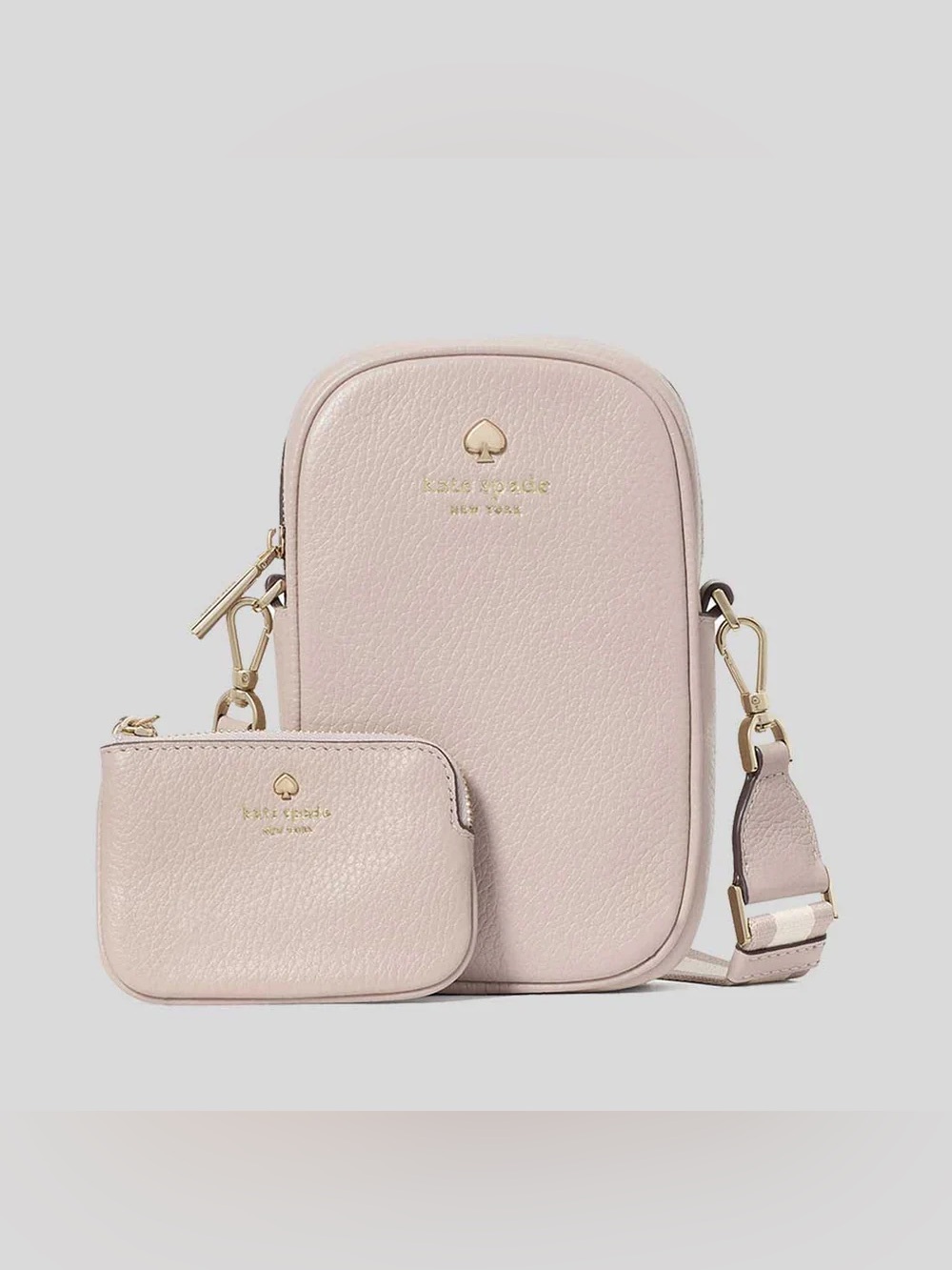 Kate Spade Pebbled Leather Crossbody and Pouch in ivory